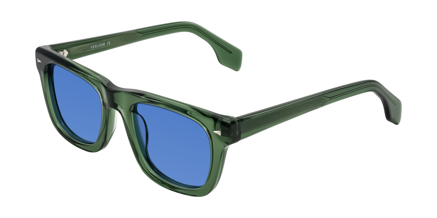 Angle of Nesse in Transparent Green with Blue Tinted Lenses