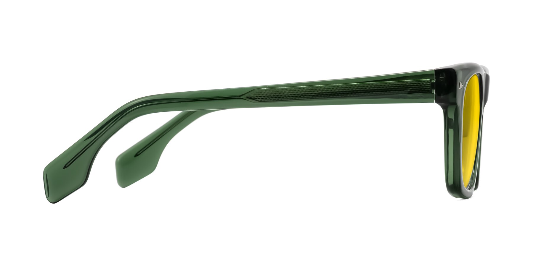 Side of Nesse in Transparent Green with Yellow Tinted Lenses