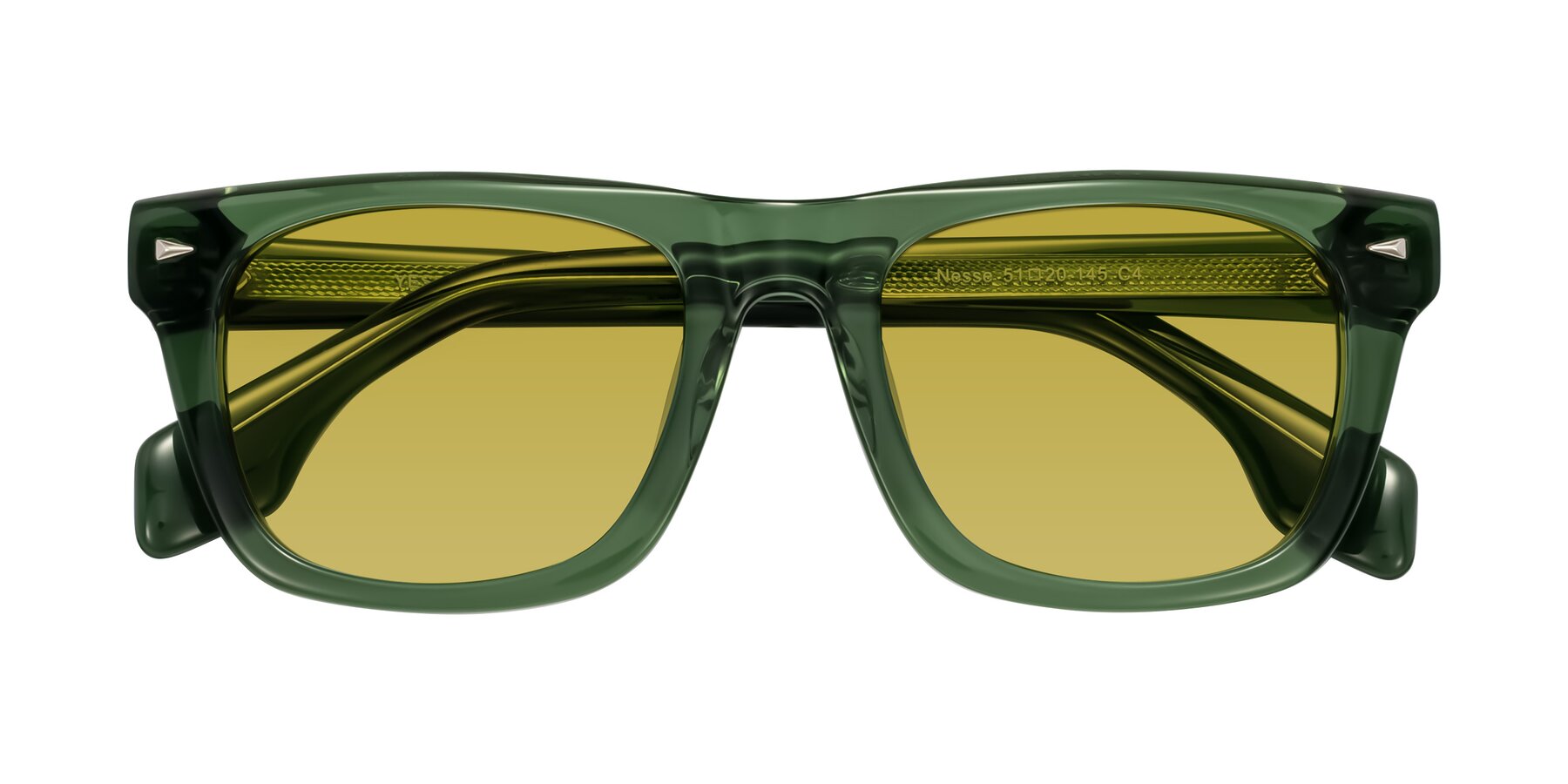 Folded Front of Nesse in Transparent Green with Champagne Tinted Lenses