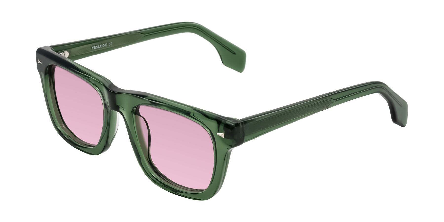 Angle of Nesse in Transparent Green with Light Wine Tinted Lenses