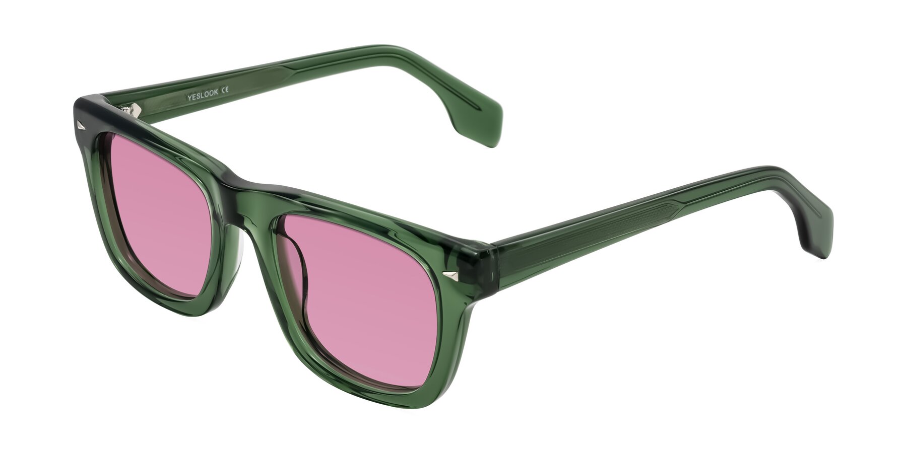 Angle of Nesse in Transparent Green with Medium Wine Tinted Lenses