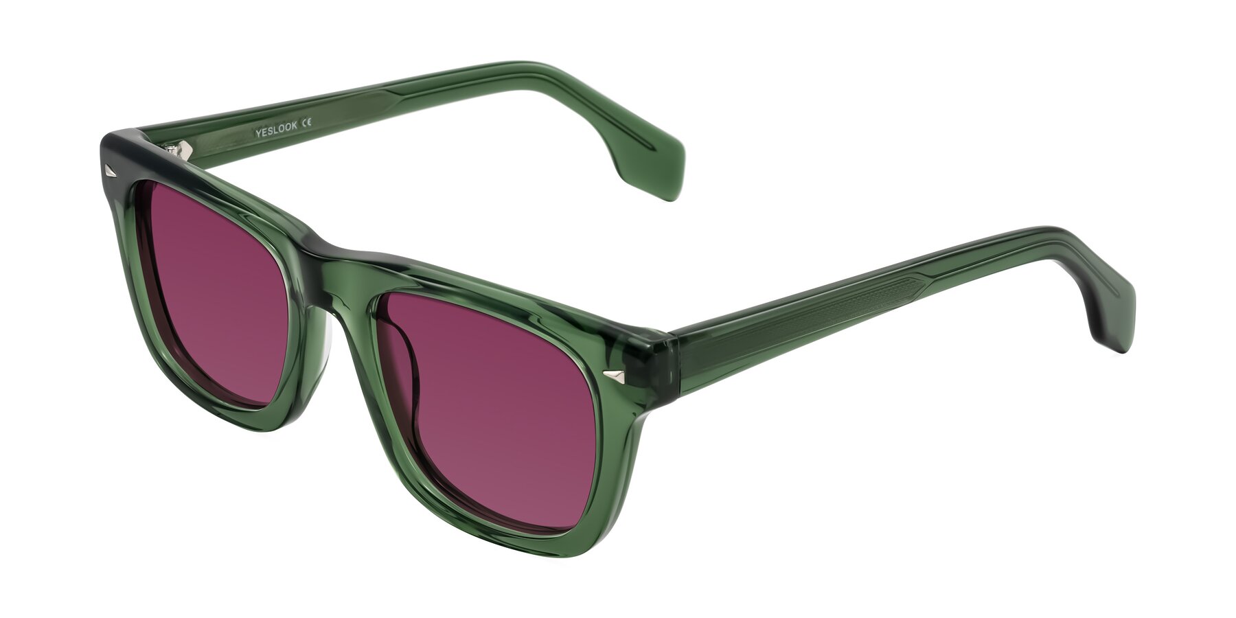 Angle of Nesse in Transparent Green with Wine Tinted Lenses