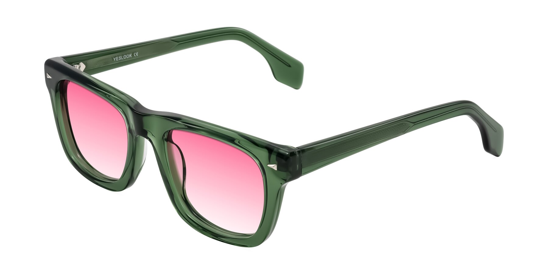 Angle of Nesse in Transparent Green with Pink Gradient Lenses