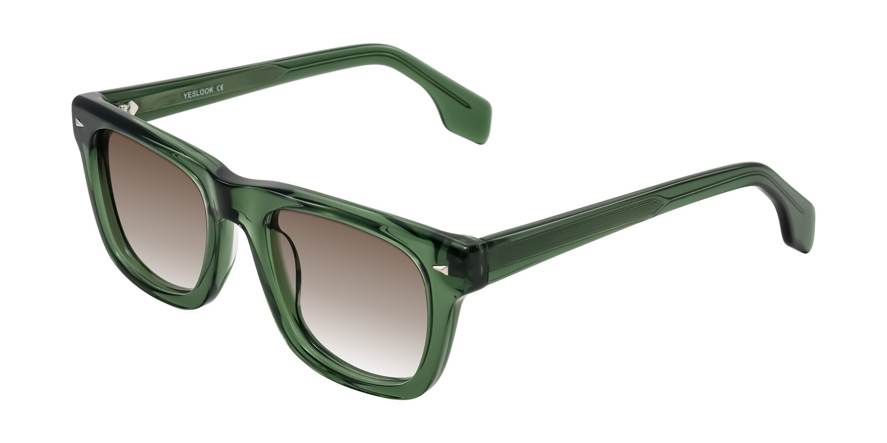 Angle of Nesse in Transparent Green with Brown Gradient Lenses