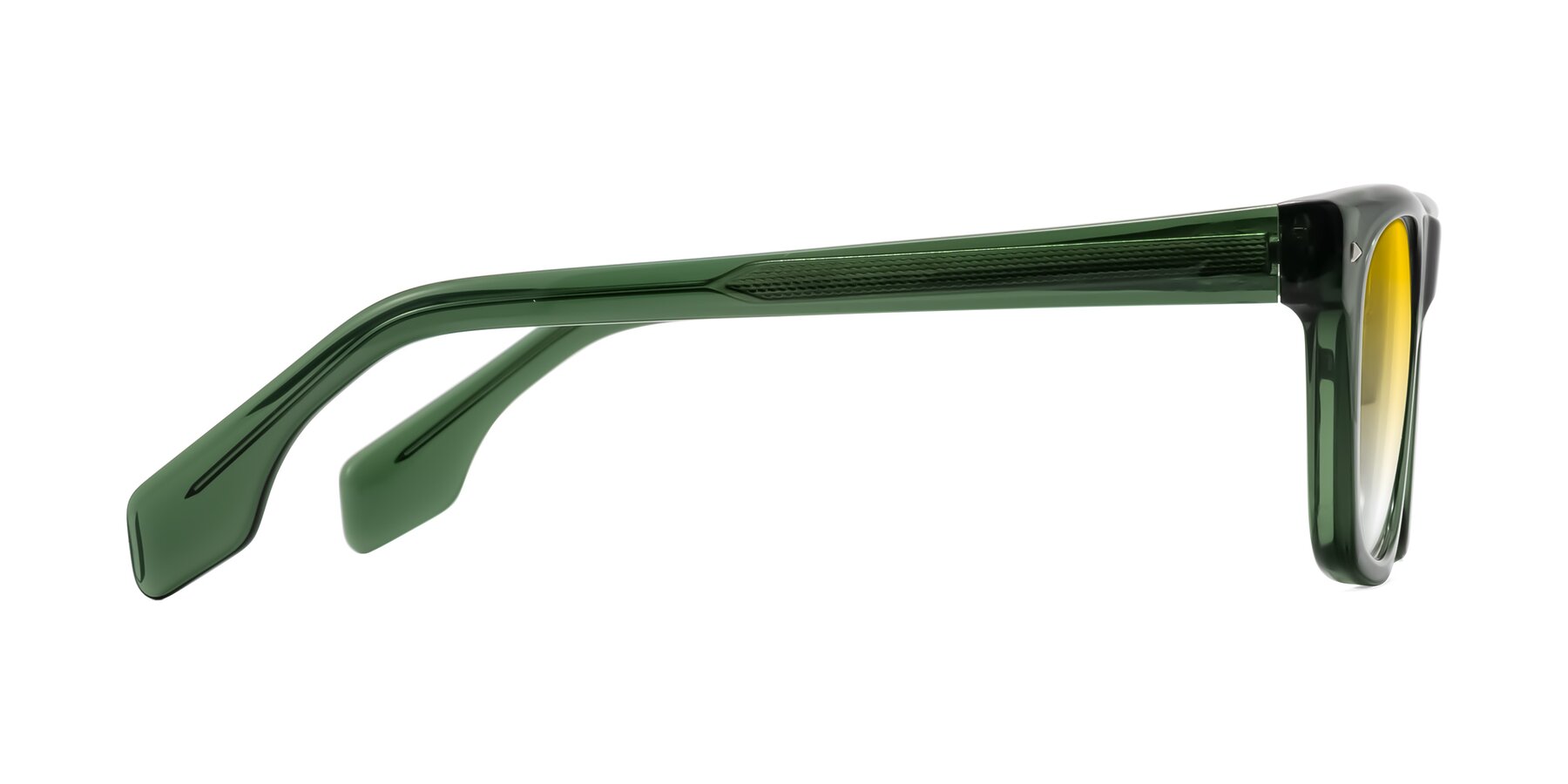 Side of Nesse in Transparent Green with Yellow Gradient Lenses
