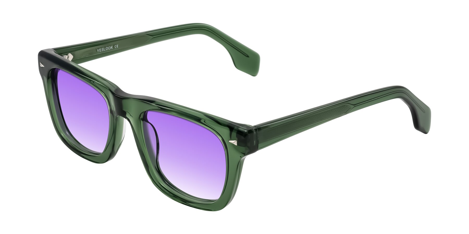 Angle of Nesse in Transparent Green with Purple Gradient Lenses