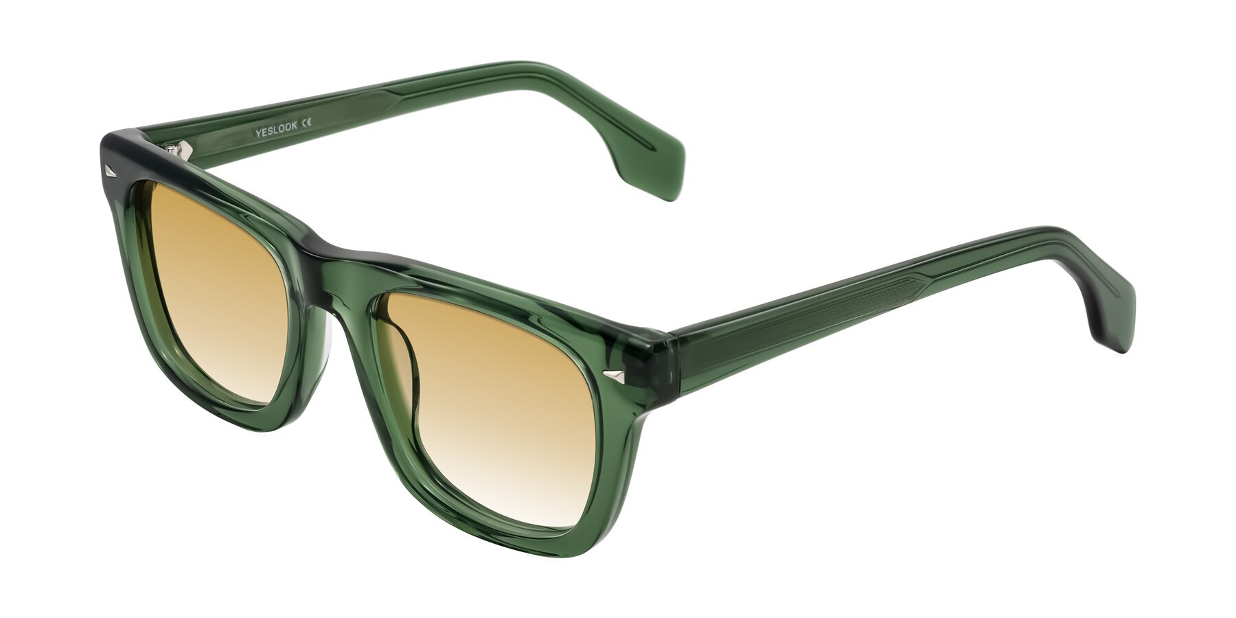 Angle of Nesse in Transparent Green with Champagne Gradient Lenses