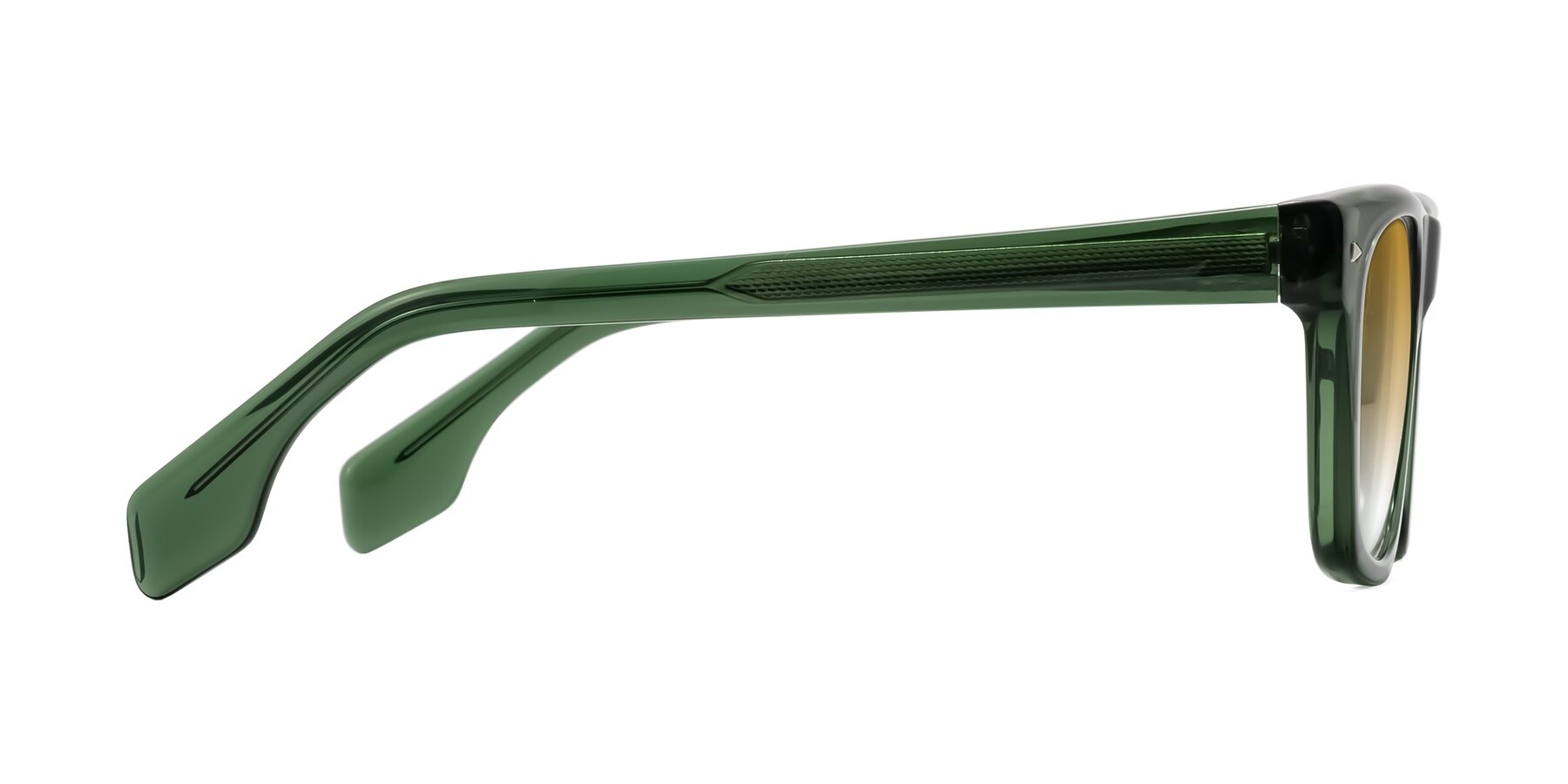 Side of Nesse in Transparent Green with Champagne Gradient Lenses