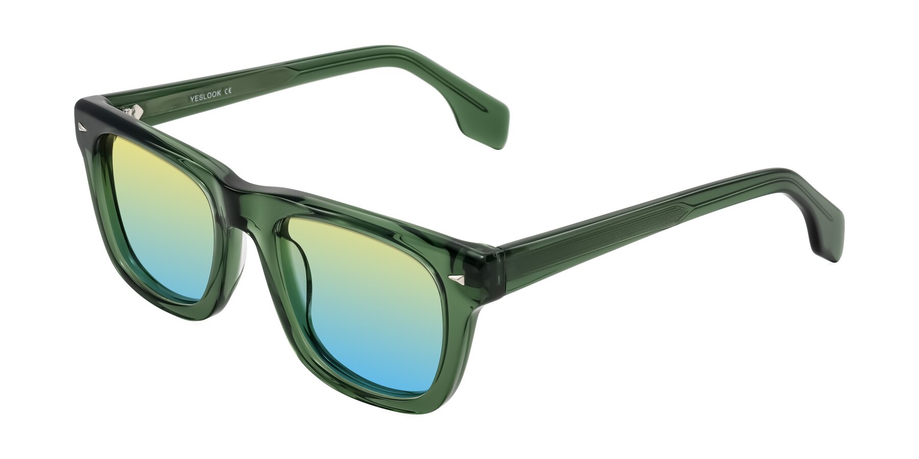 Angle of Nesse in Transparent Green with Yellow / Blue Gradient Lenses