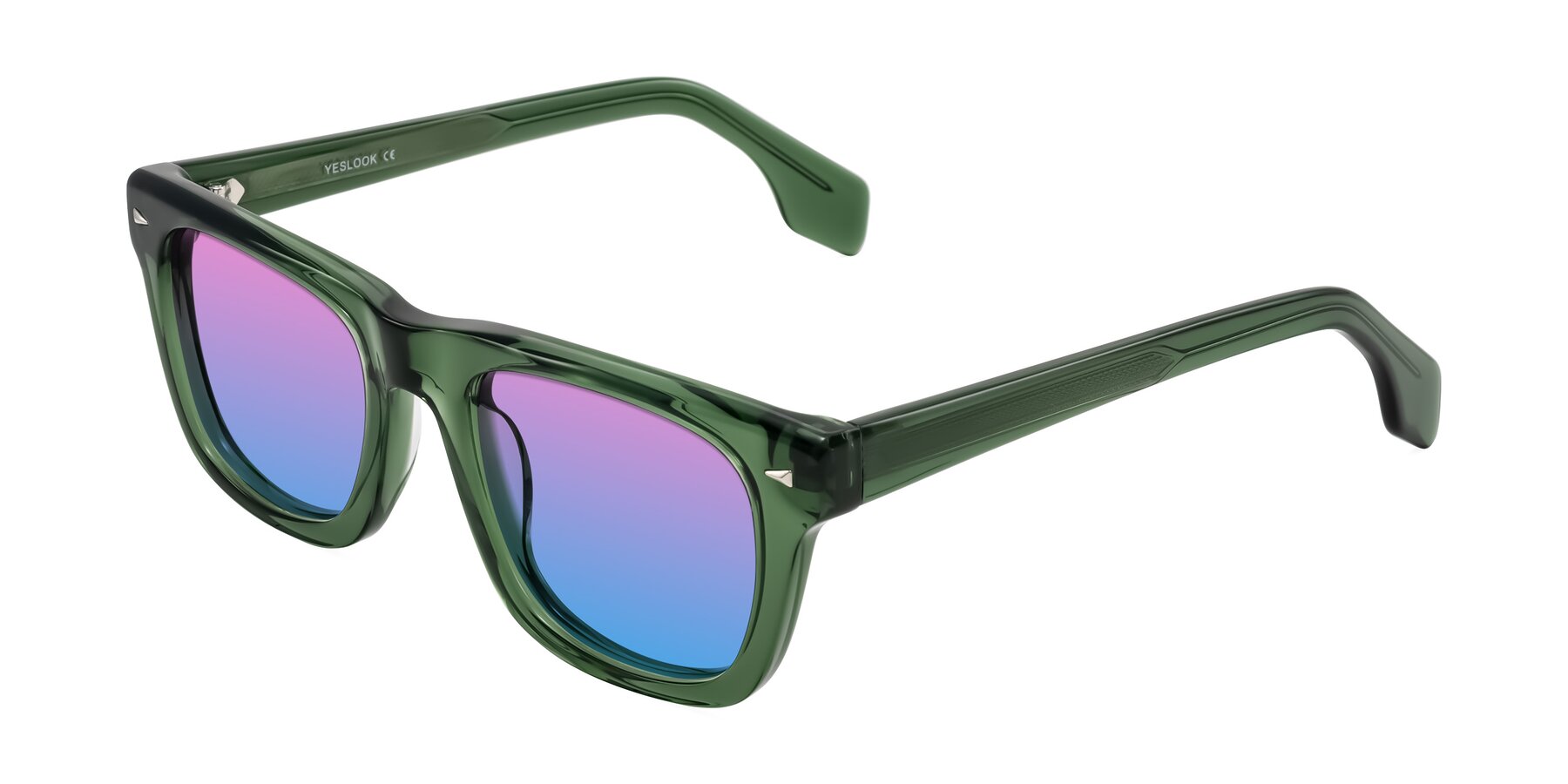 Angle of Nesse in Transparent Green with Pink / Blue Gradient Lenses