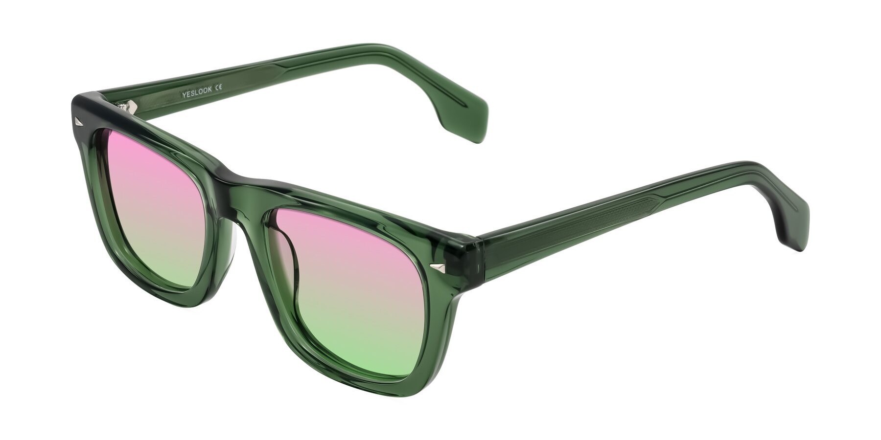 Angle of Nesse in Transparent Green with Pink / Green Gradient Lenses