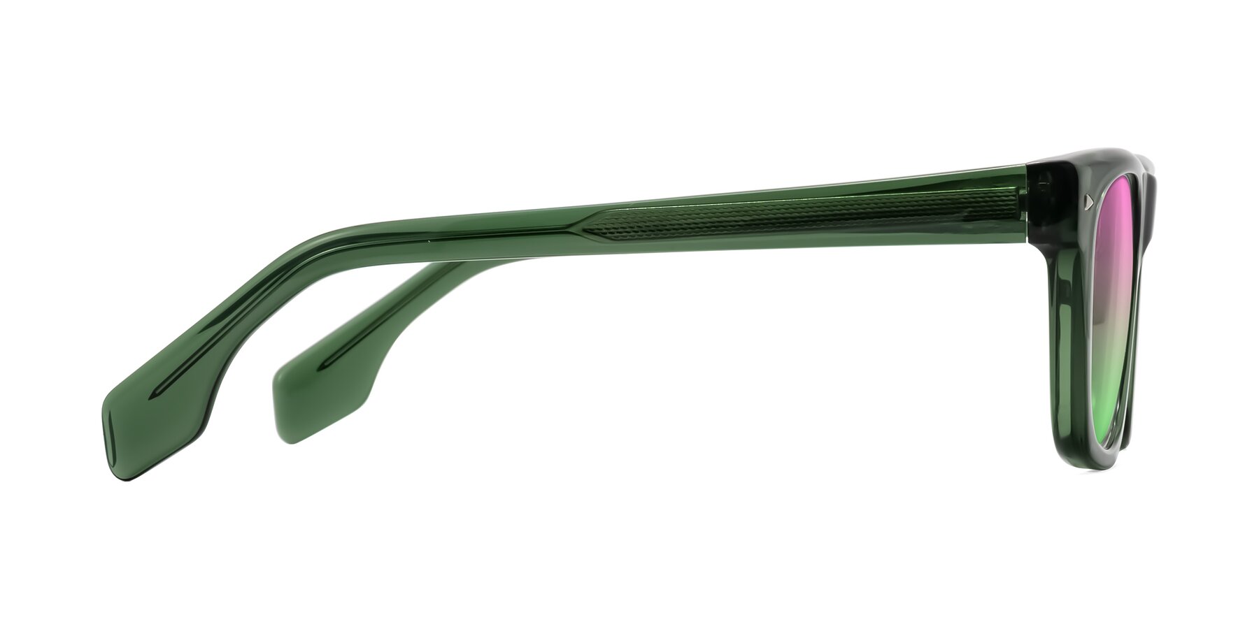 Side of Nesse in Transparent Green with Pink / Green Gradient Lenses