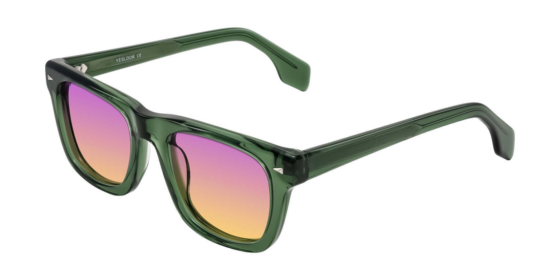 Angle of Nesse in Transparent Green with Purple / Yellow Gradient Lenses