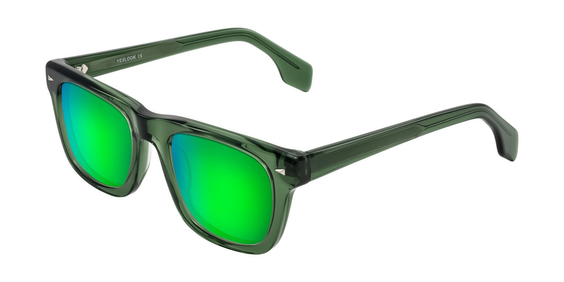 Angle of Nesse in Transparent Green with Green Mirrored Lenses