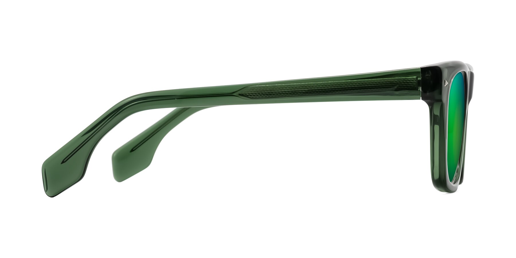 Side of Nesse in Transparent Green with Green Mirrored Lenses