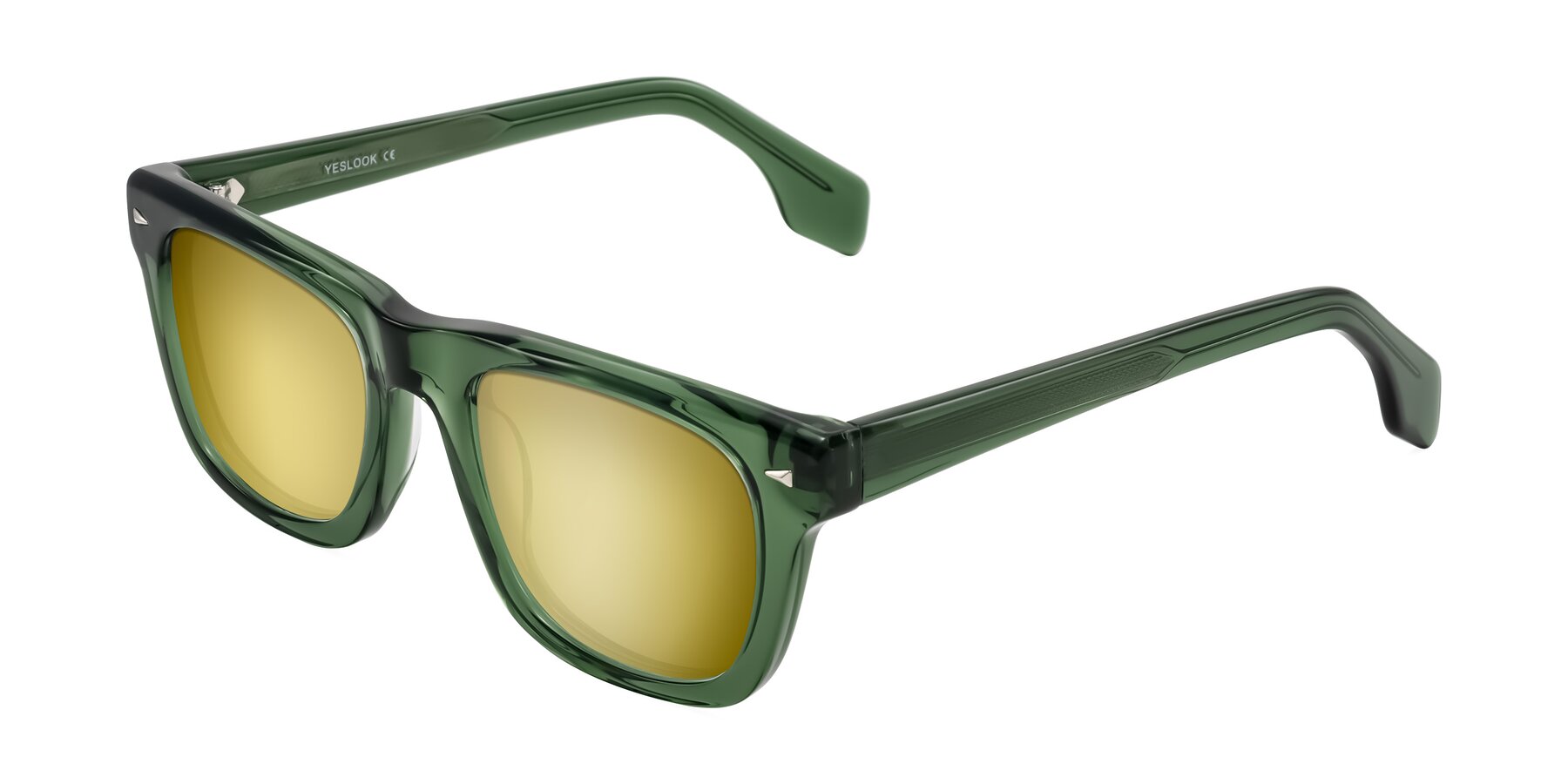 Angle of Nesse in Transparent Green with Gold Mirrored Lenses