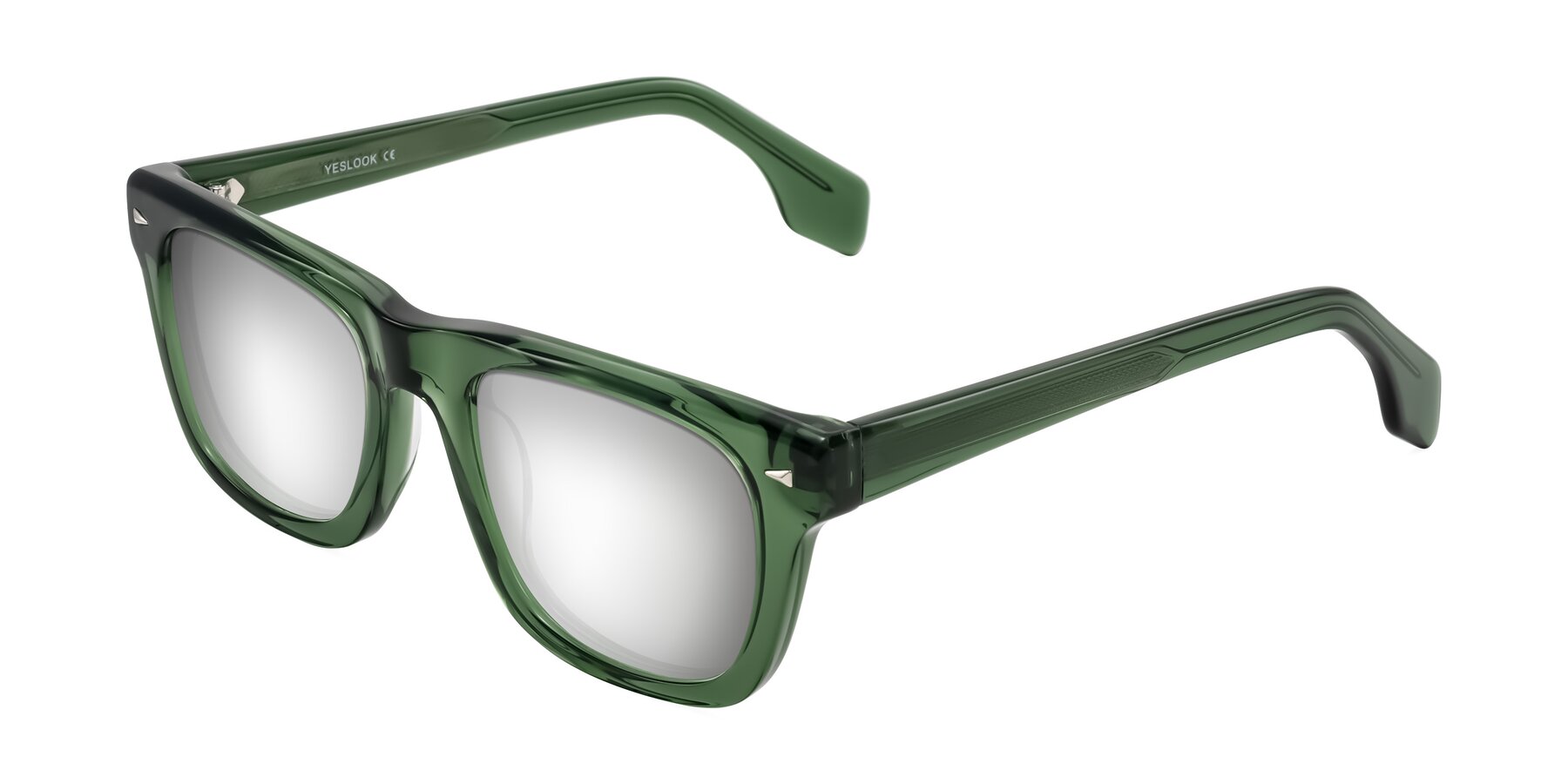 Angle of Nesse in Transparent Green with Silver Mirrored Lenses