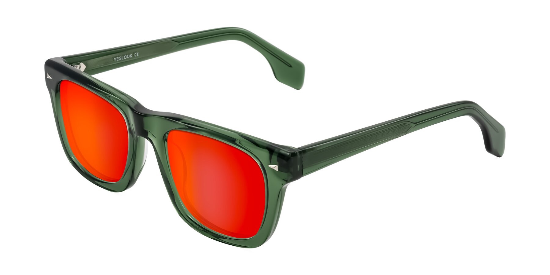 Angle of Nesse in Transparent Green with Red Gold Mirrored Lenses