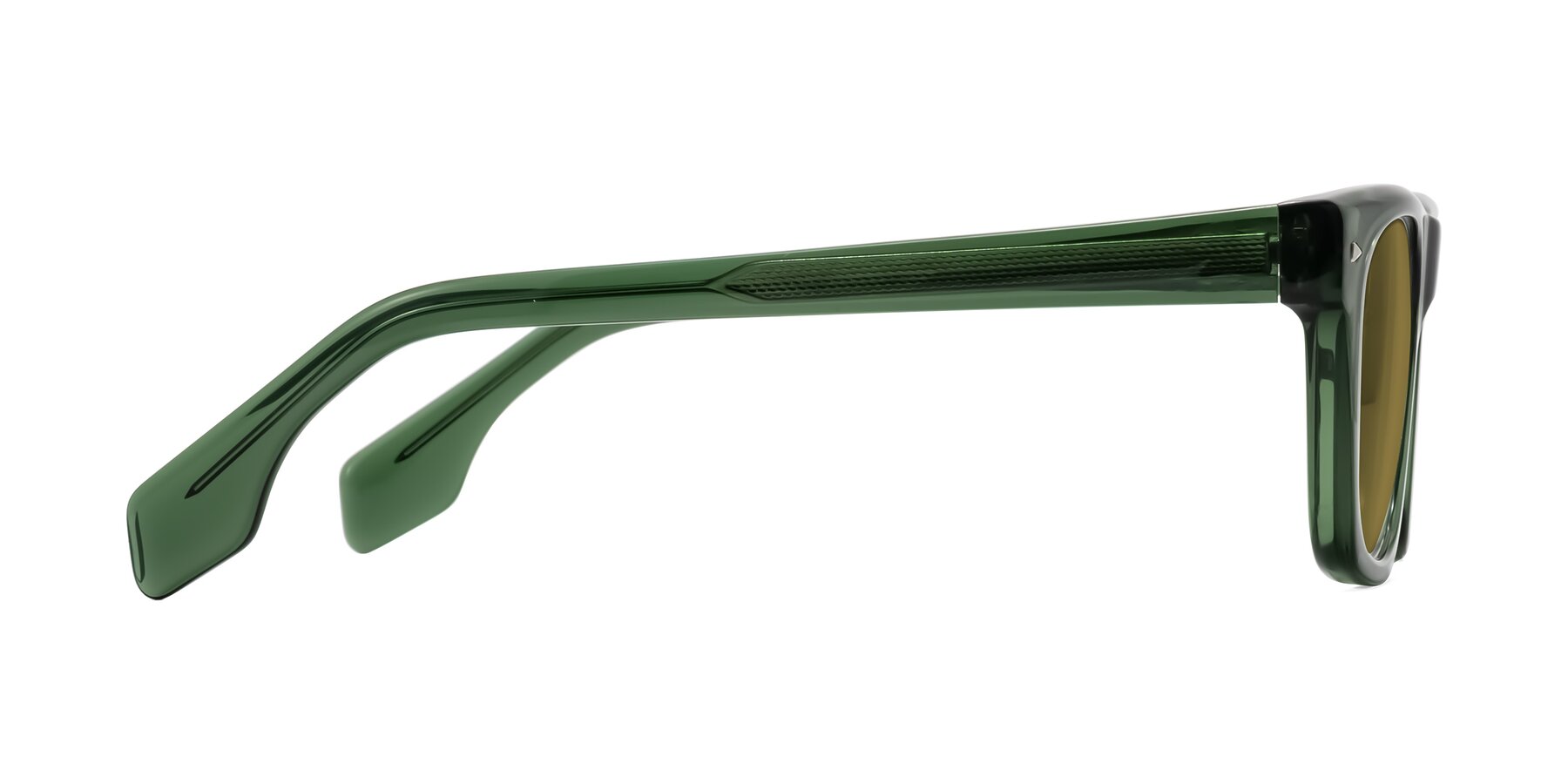 Side of Nesse in Transparent Green with Brown Polarized Lenses