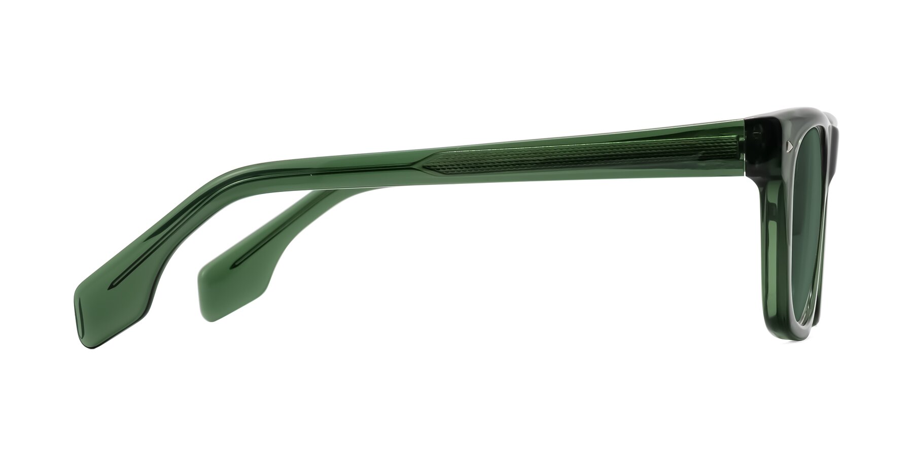 Side of Nesse in Transparent Green with Green Polarized Lenses