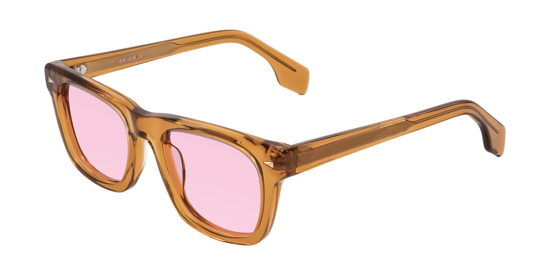 Angle of Nesse in Amber with Light Pink Tinted Lenses