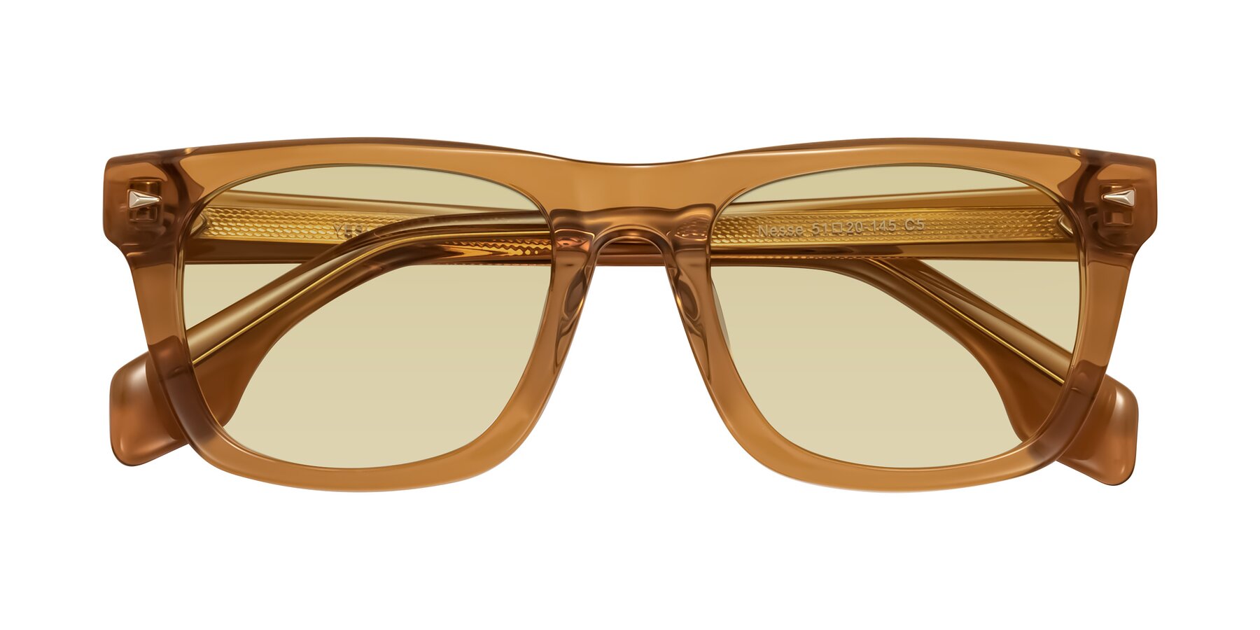 Folded Front of Nesse in Amber with Light Champagne Tinted Lenses