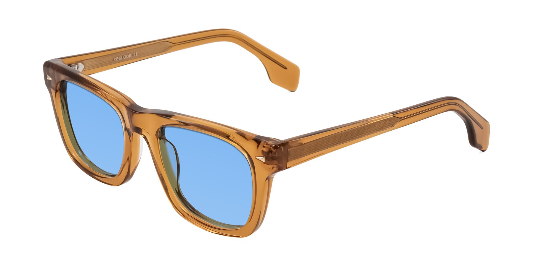 Angle of Nesse in Amber with Medium Blue Tinted Lenses