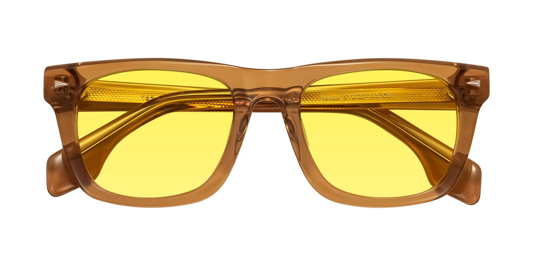 Folded Front of Nesse in Amber with Medium Yellow Tinted Lenses