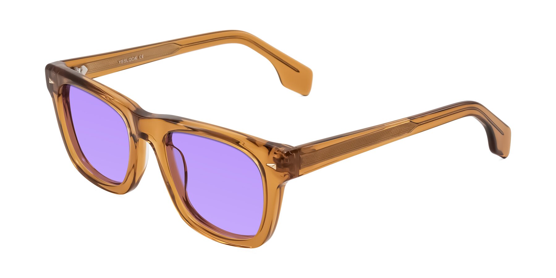 Angle of Nesse in Amber with Medium Purple Tinted Lenses