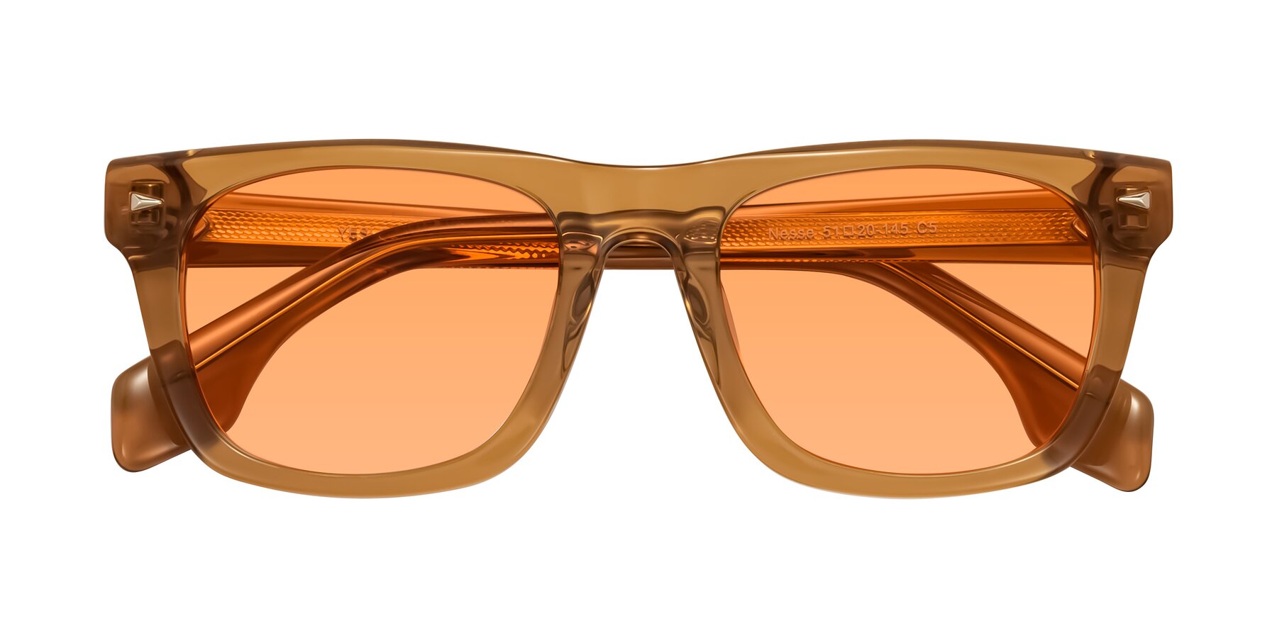 Folded Front of Nesse in Amber with Medium Orange Tinted Lenses