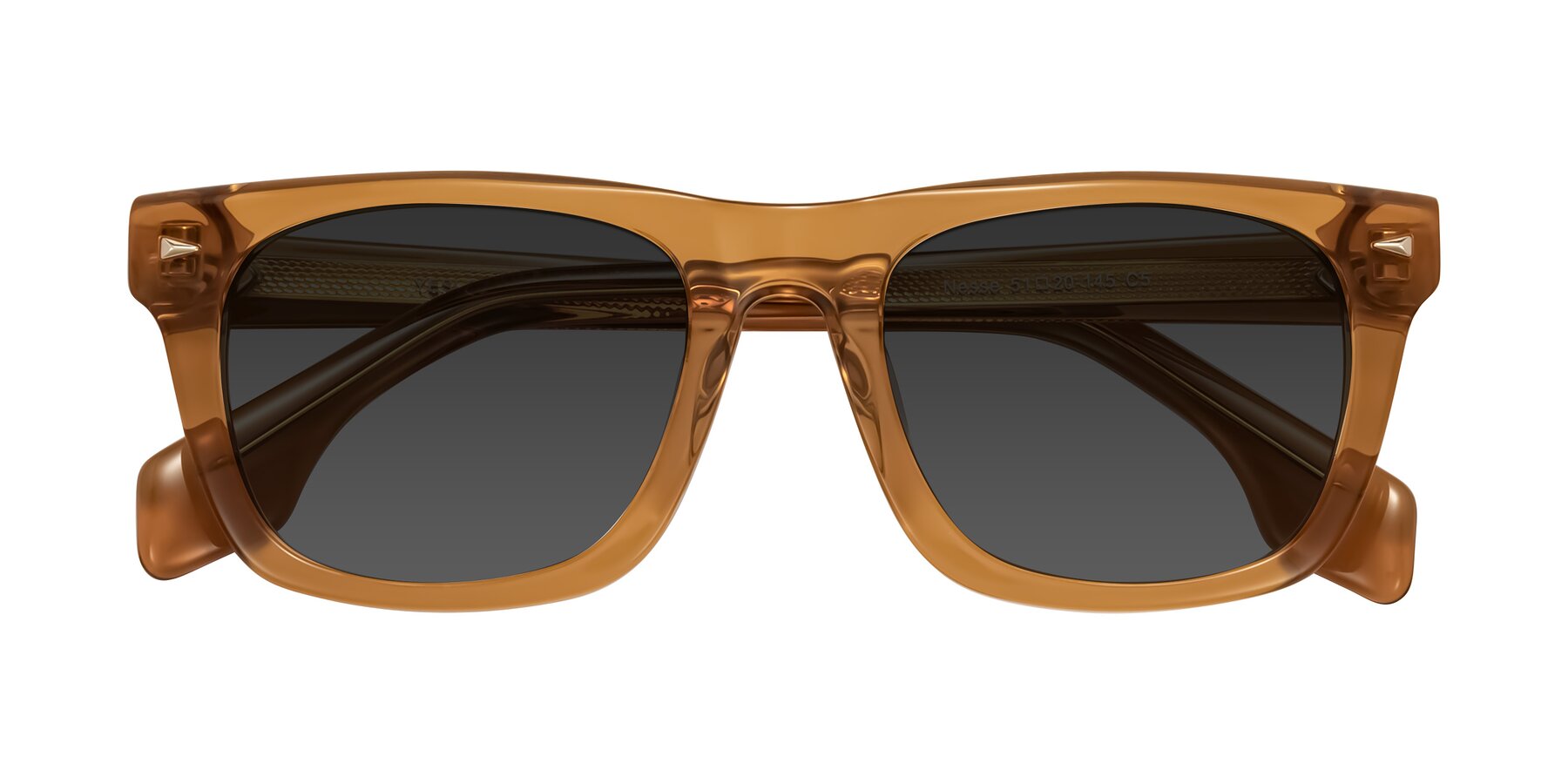Folded Front of Nesse in Amber with Gray Tinted Lenses