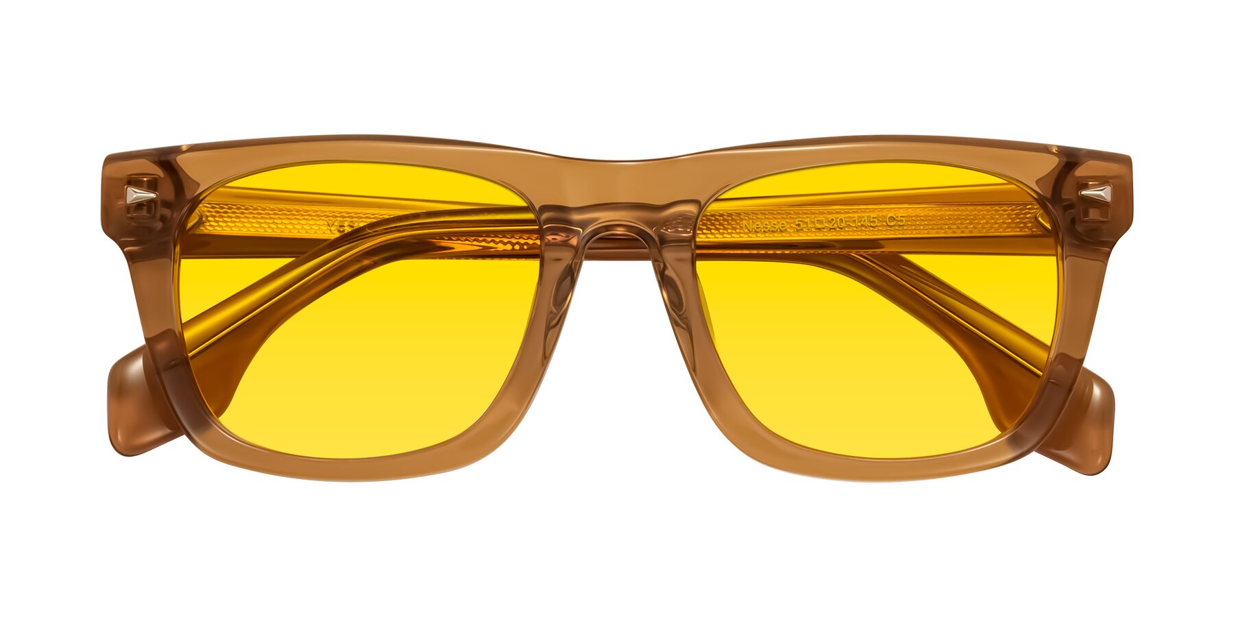 Folded Front of Nesse in Amber with Yellow Tinted Lenses