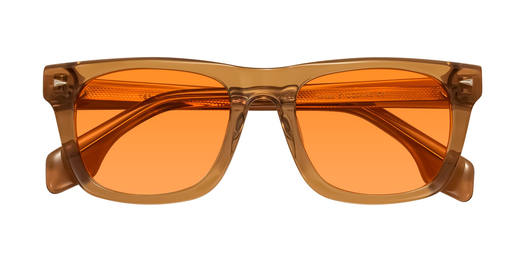 Folded Front of Nesse in Amber with Orange Tinted Lenses