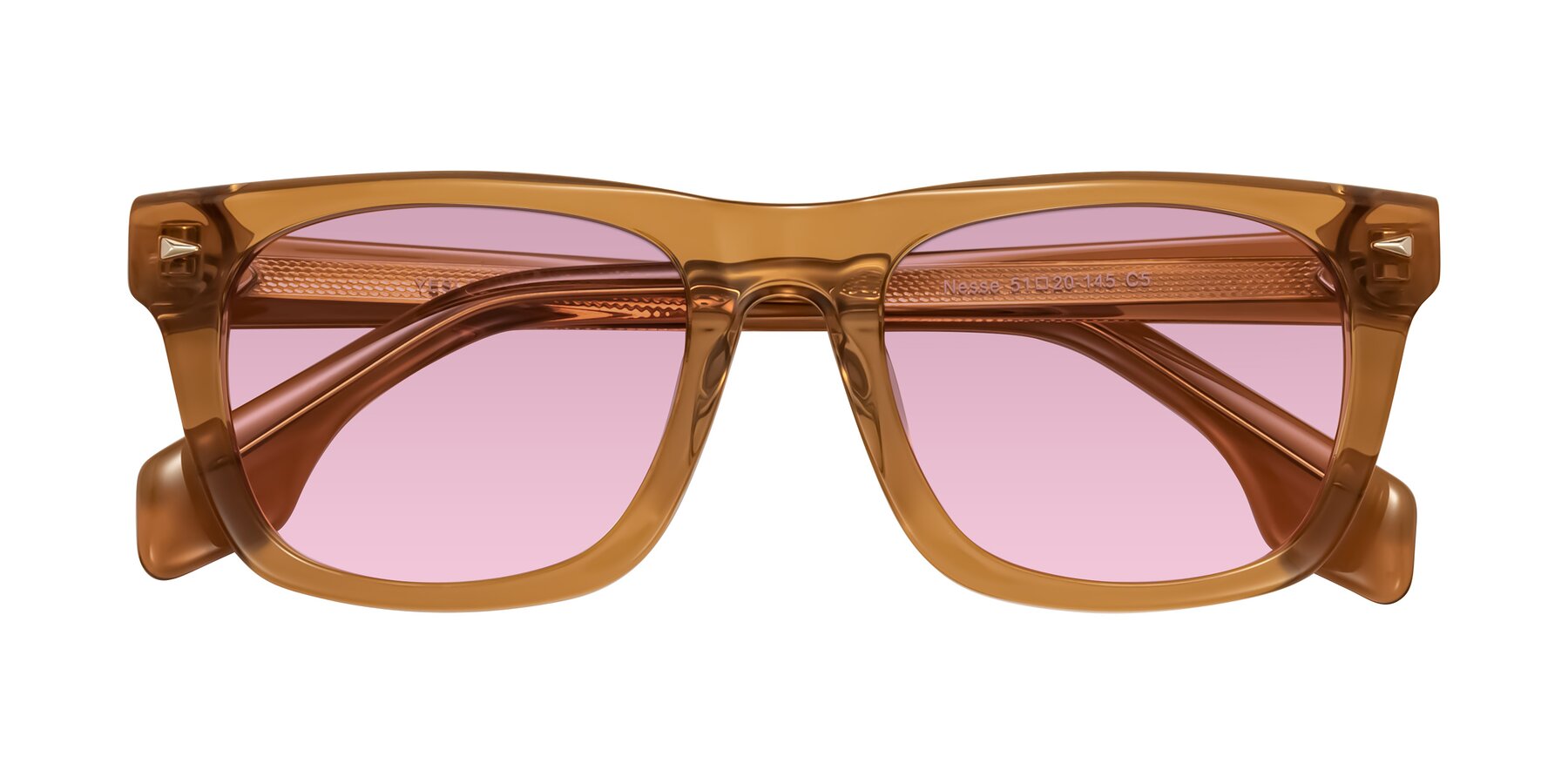 Folded Front of Nesse in Amber with Light Wine Tinted Lenses