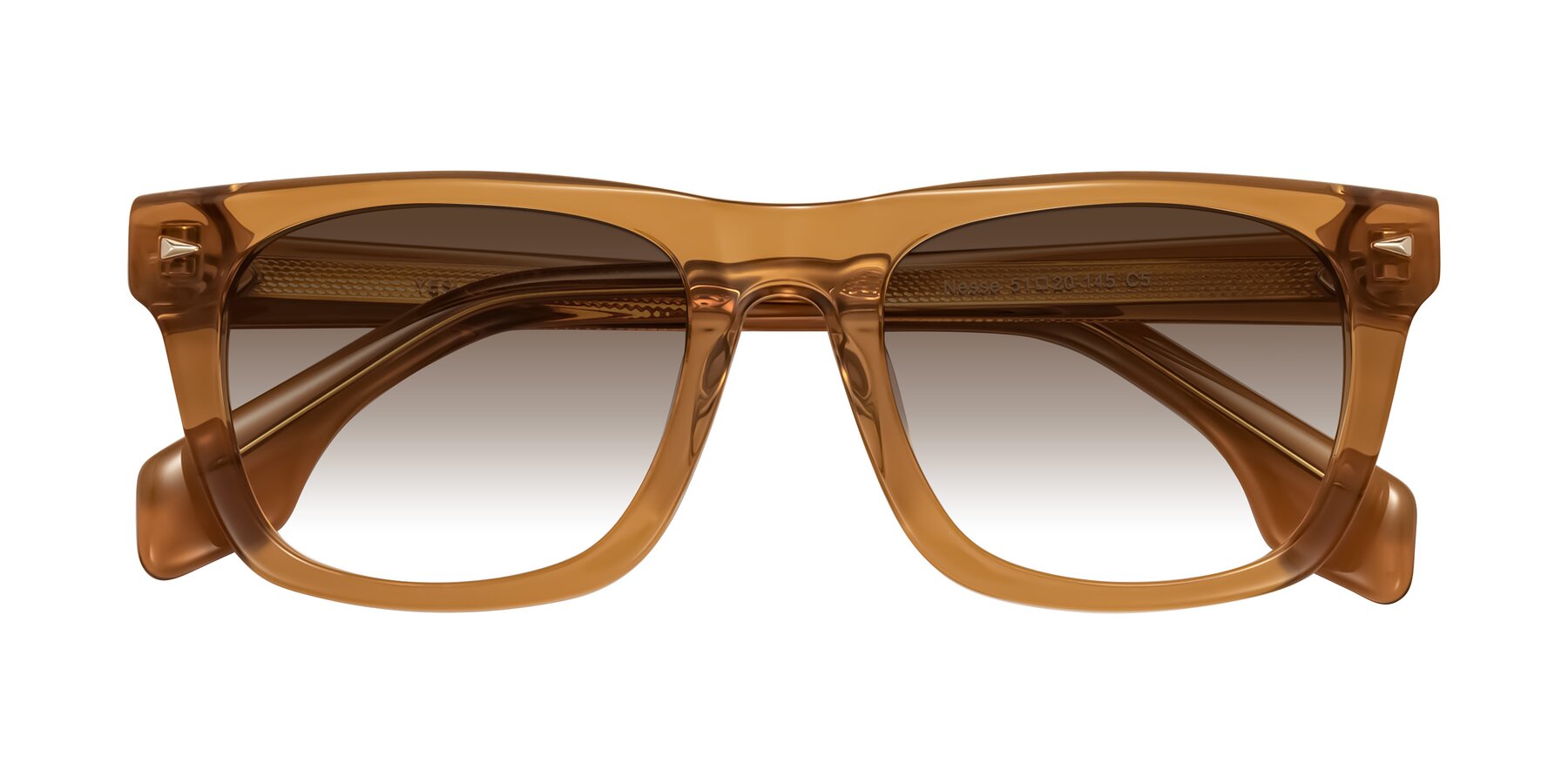 Folded Front of Nesse in Amber with Brown Gradient Lenses