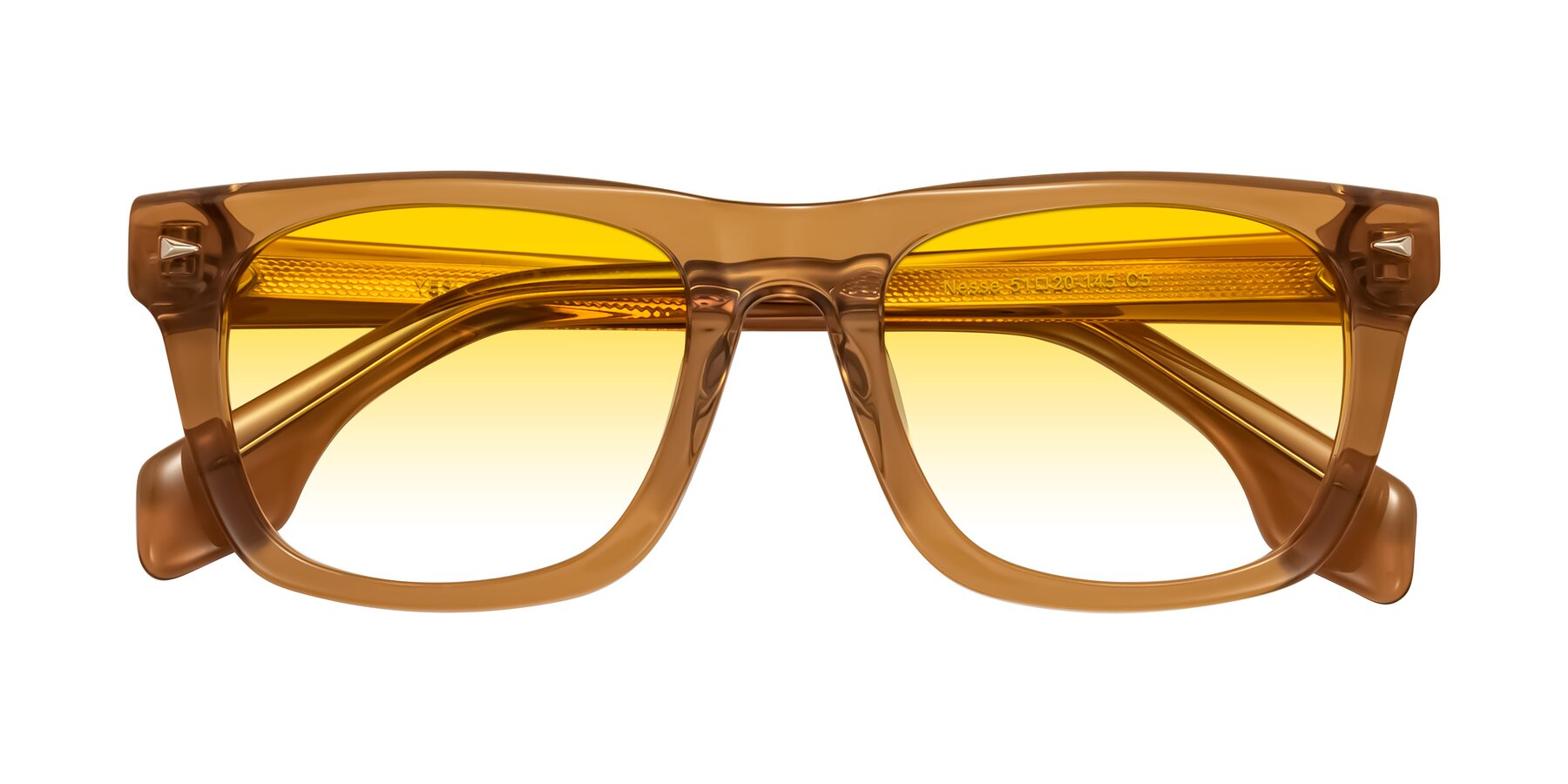 Folded Front of Nesse in Amber with Yellow Gradient Lenses