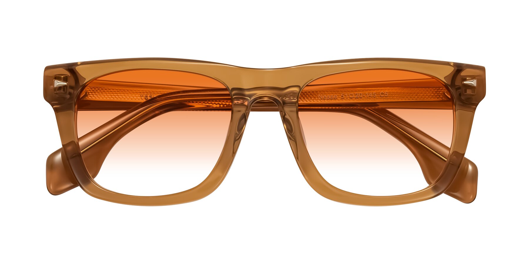 Folded Front of Nesse in Amber with Orange Gradient Lenses