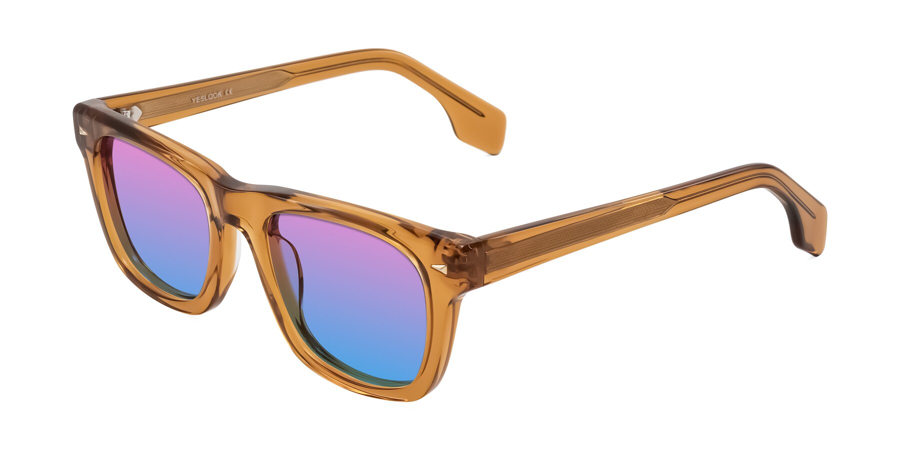 Angle of Nesse in Amber with Pink / Blue Gradient Lenses