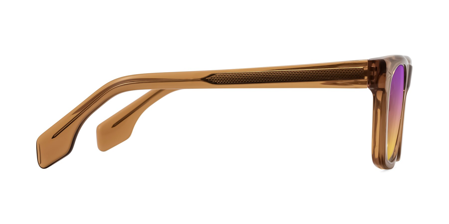 Side of Nesse in Amber with Purple / Yellow Gradient Lenses