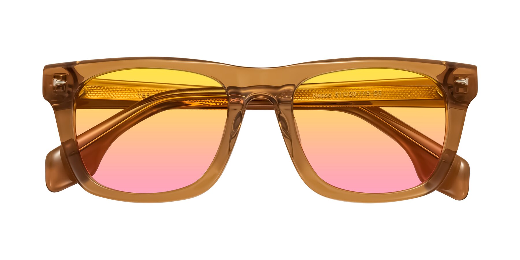 Folded Front of Nesse in Amber with Yellow / Pink Gradient Lenses
