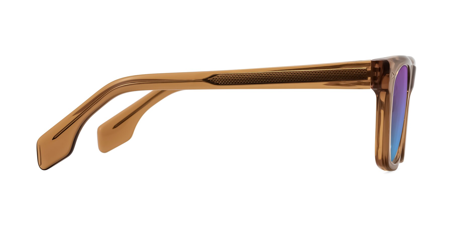 Side of Nesse in Amber with Purple / Blue Gradient Lenses