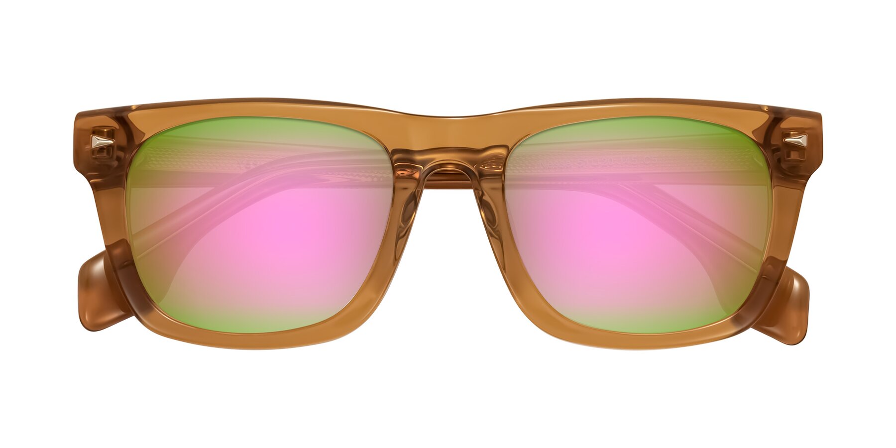 Folded Front of Nesse in Amber with Pink Mirrored Lenses