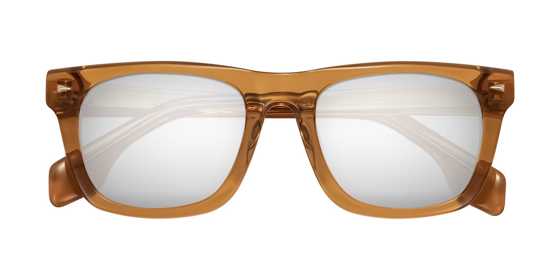Folded Front of Nesse in Amber with Silver Mirrored Lenses