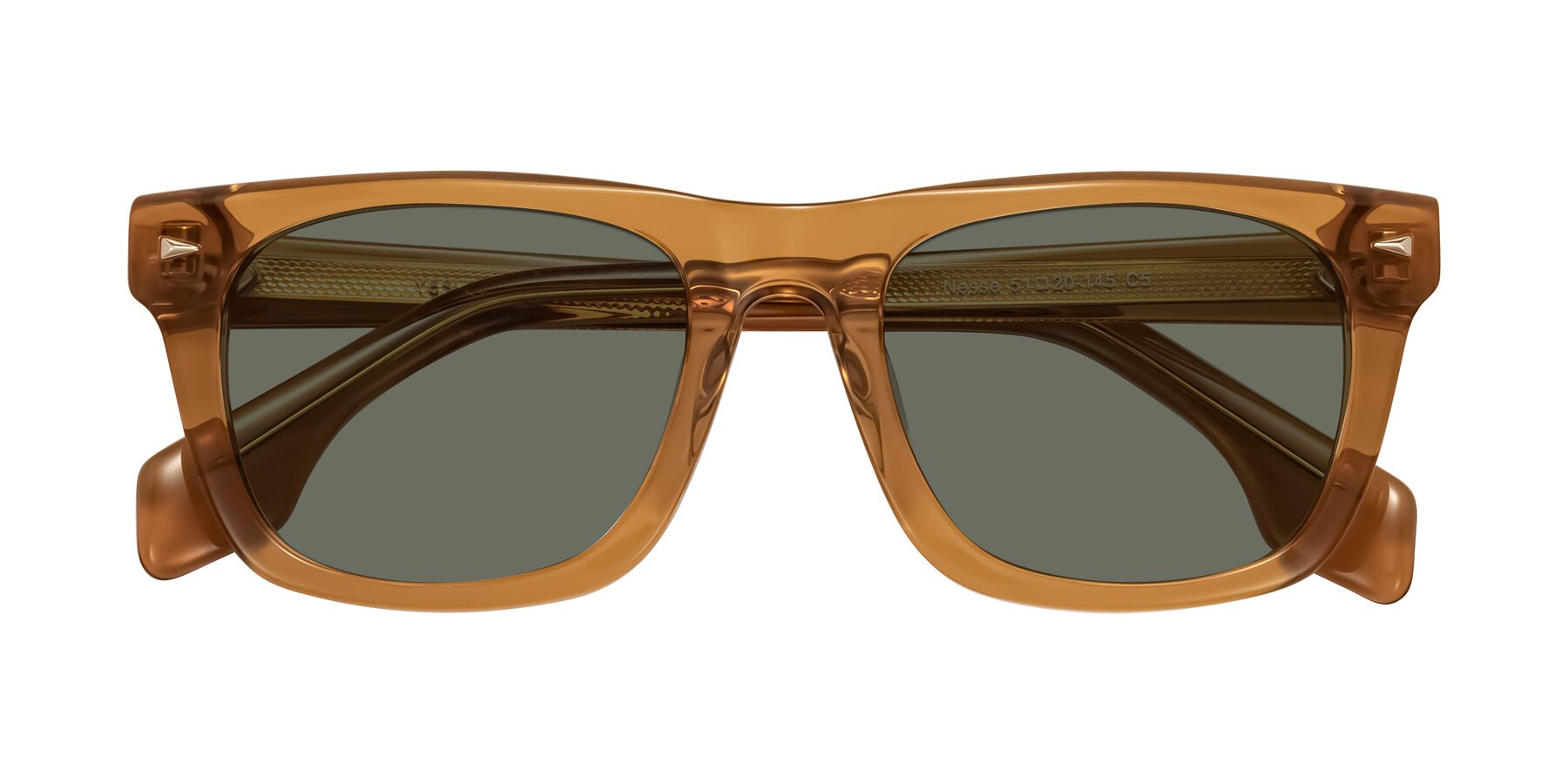Folded Front of Nesse in Amber with Gray Polarized Lenses