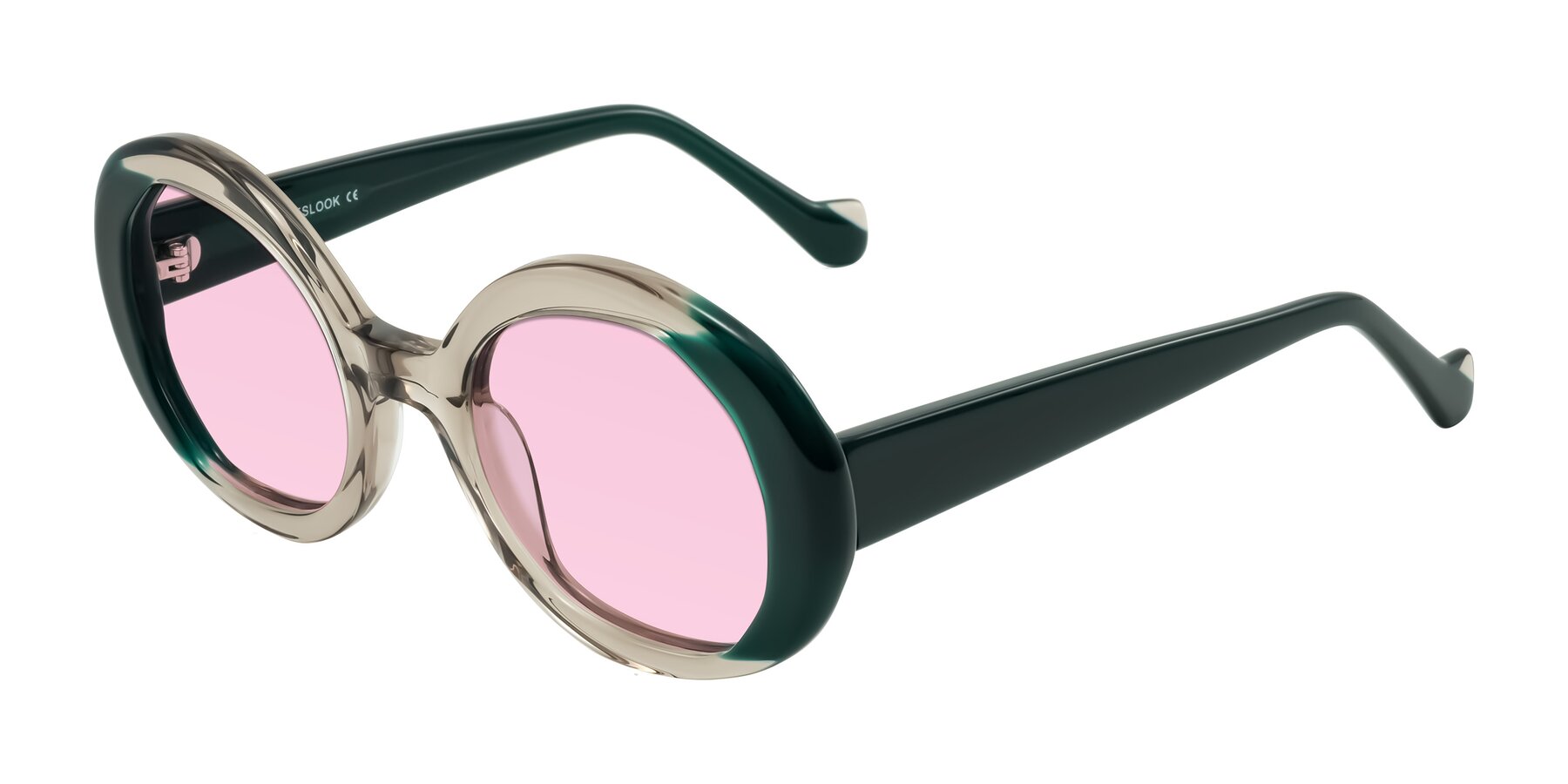 Angle of Rao in Gray/Dark Green with Light Pink Tinted Lenses