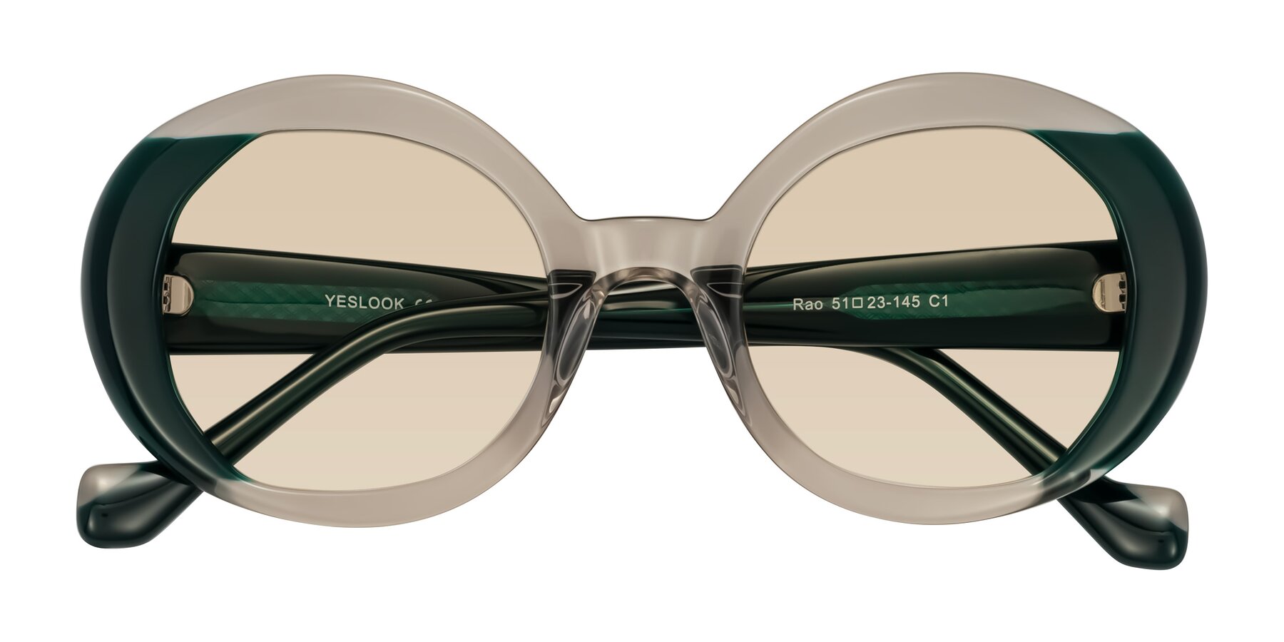Folded Front of Rao in Gray/Dark Green with Light Brown Tinted Lenses