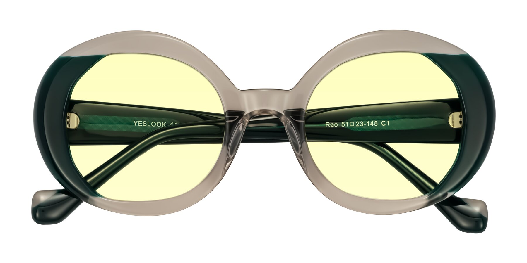 Folded Front of Rao in Gray/Dark Green with Light Yellow Tinted Lenses