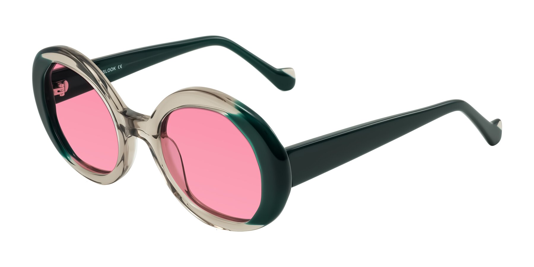 Angle of Rao in Gray/Dark Green with Pink Tinted Lenses