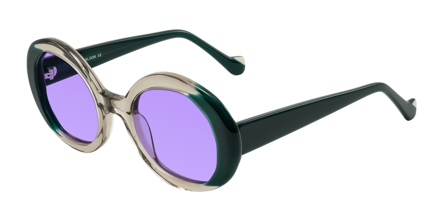 Angle of Rao in Gray/Dark Green with Medium Purple Tinted Lenses