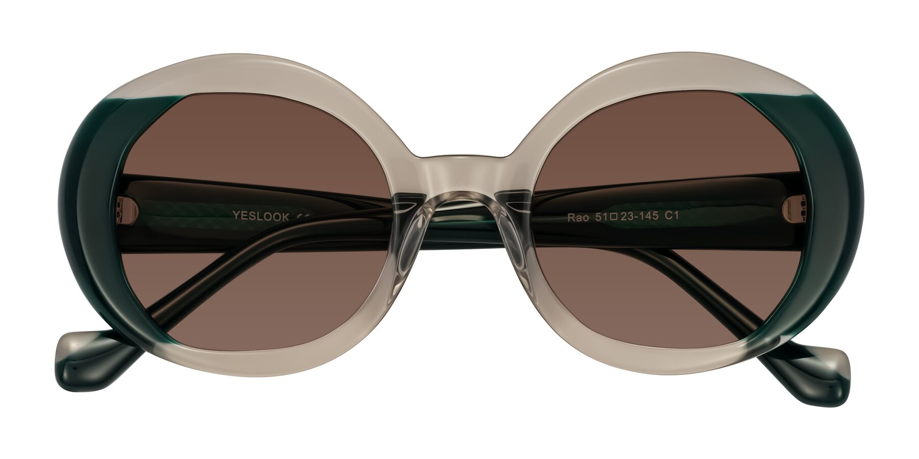 Folded Front of Rao in Gray/Dark Green with Brown Tinted Lenses